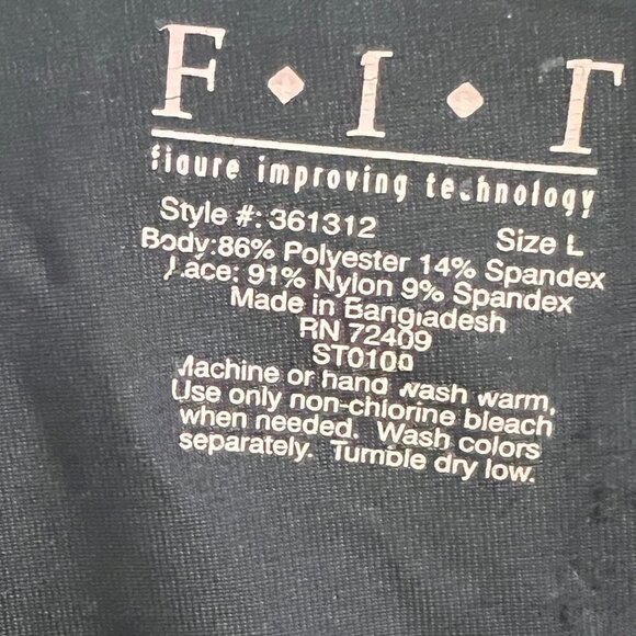 F.I.T. Figure Improving Technology Black Lace Stretch Tank Cami Size Large - Picture 4 of 6